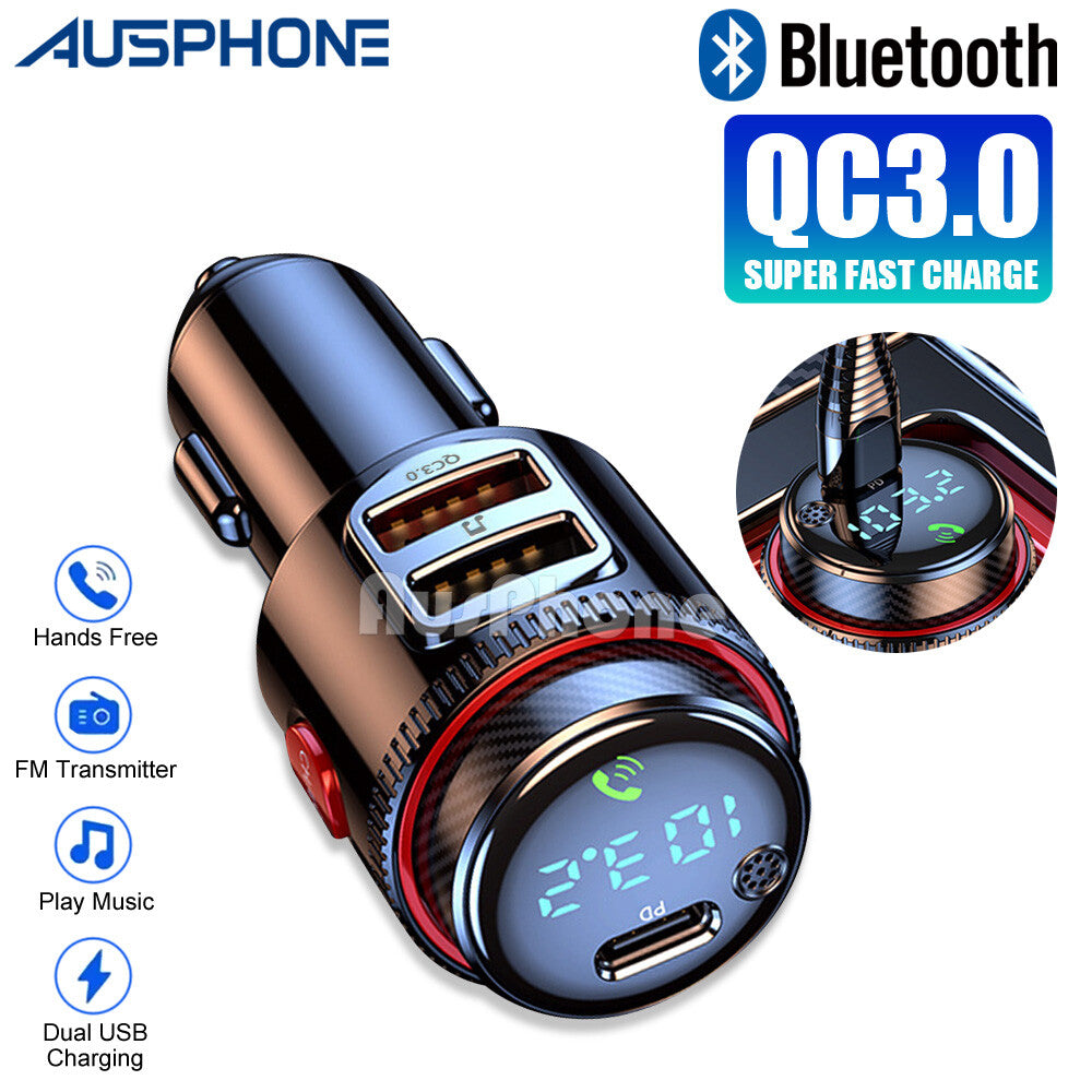 Bluetooth 5.0 FM Transmitter Car MP3 Dual USB Charger