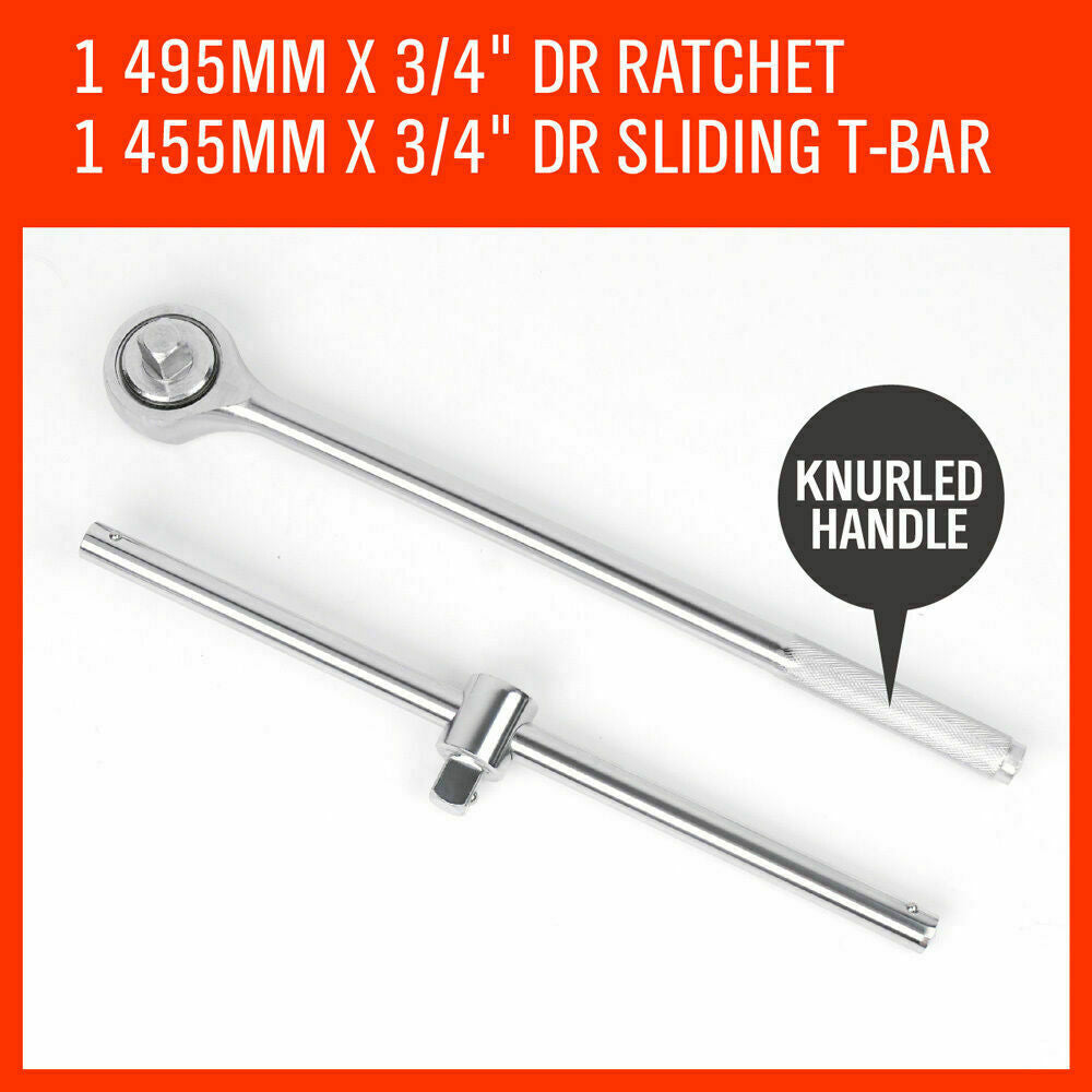 27pc Heavy Duty Socket Wrench Set – 3/4" Drive Metric & Imperial