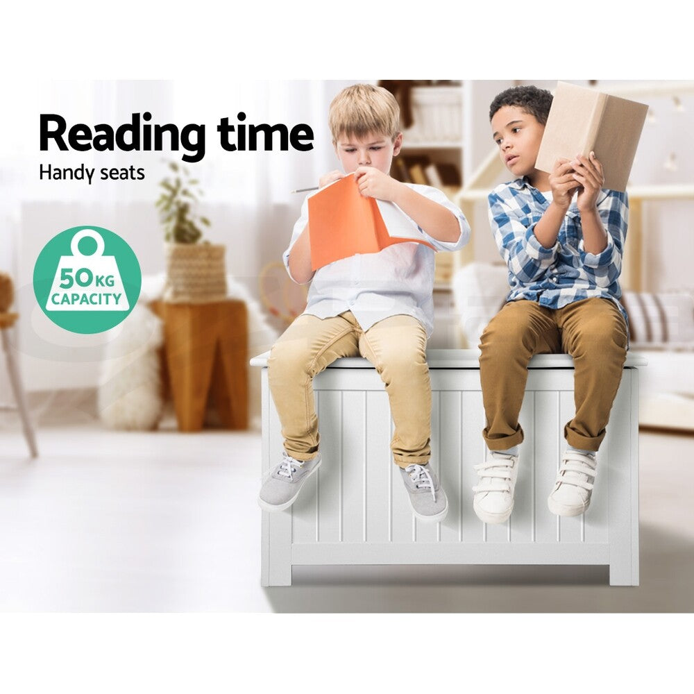 Kids Toy Box Storage Chest Blanket Organiser White