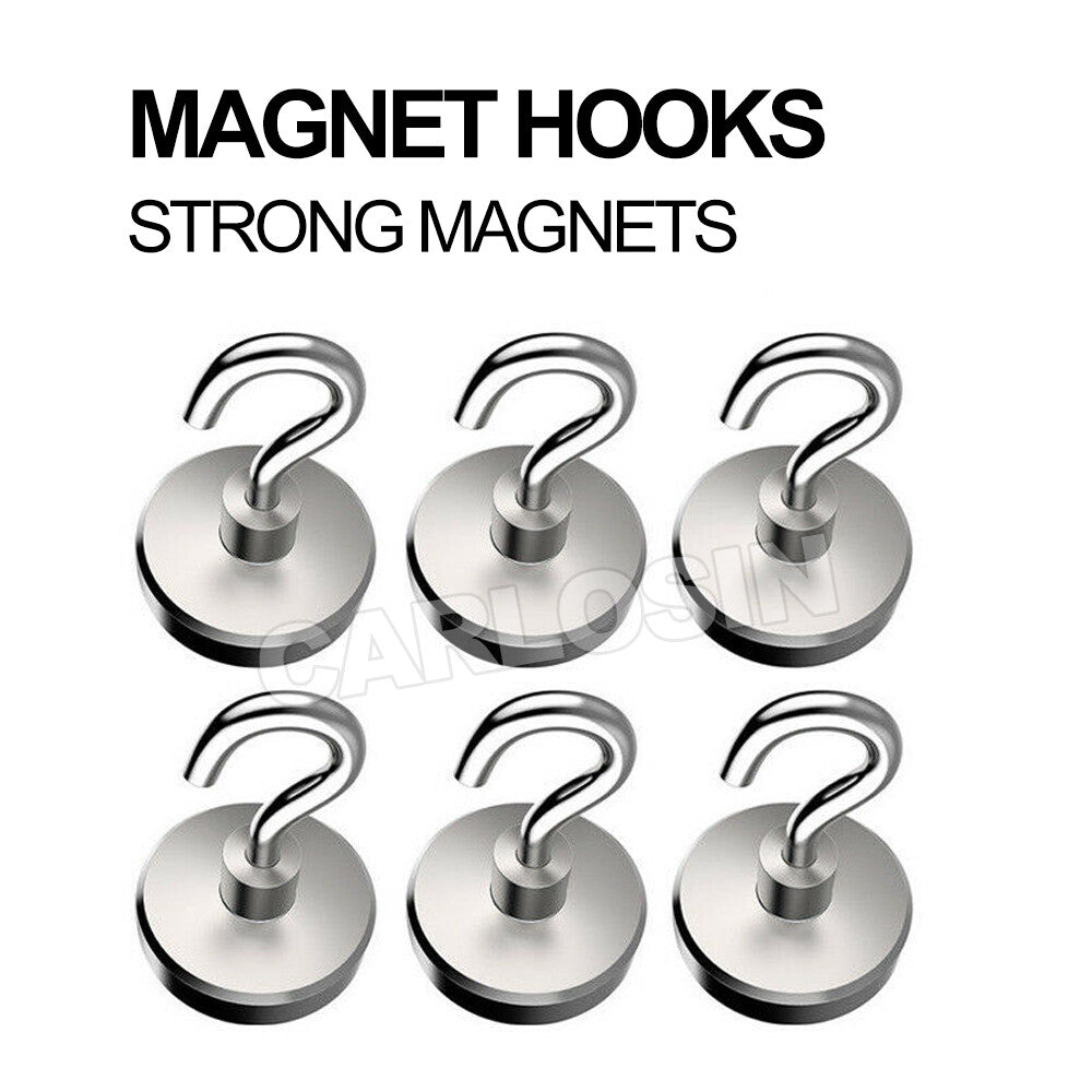 12x Neodymium Magnet Hooks Rare Earth Magnetic Hanger Holder 8kg AU