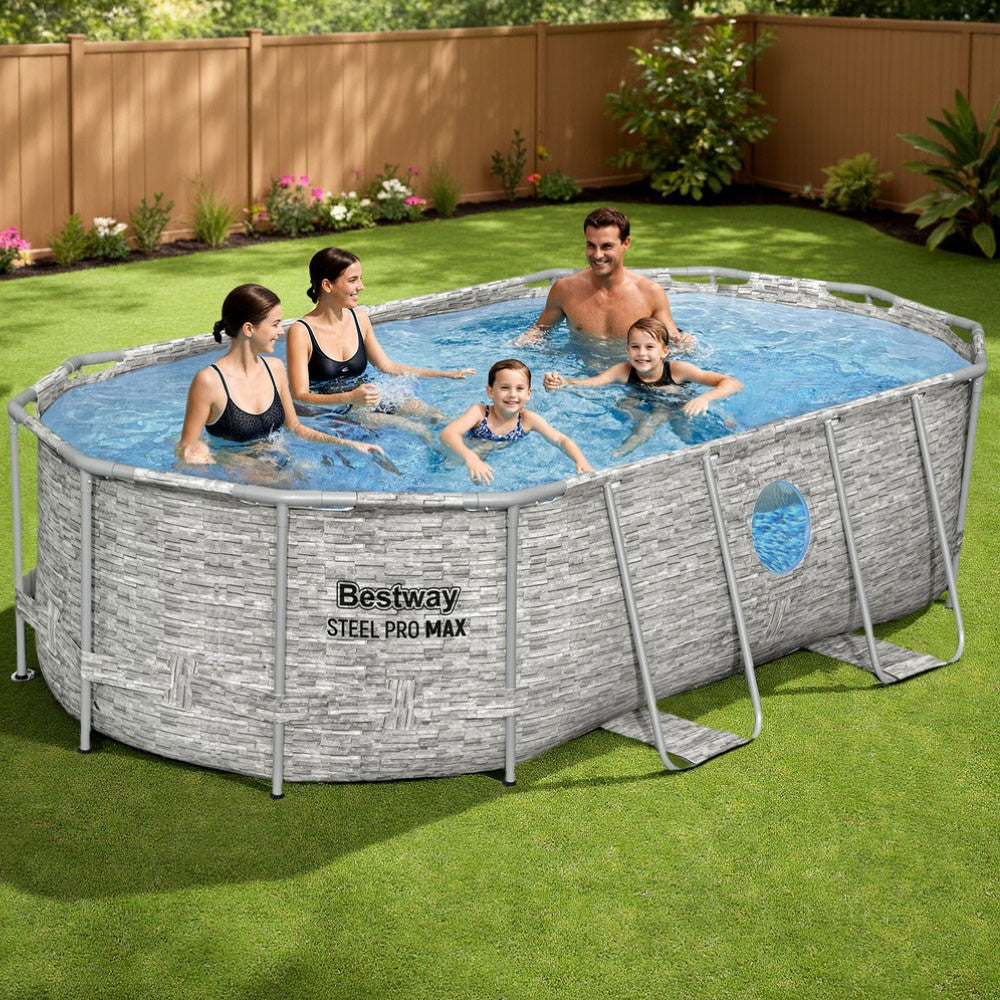 Steel Frame Above Ground Pool Filter Pump Ladder 427x250x100cm