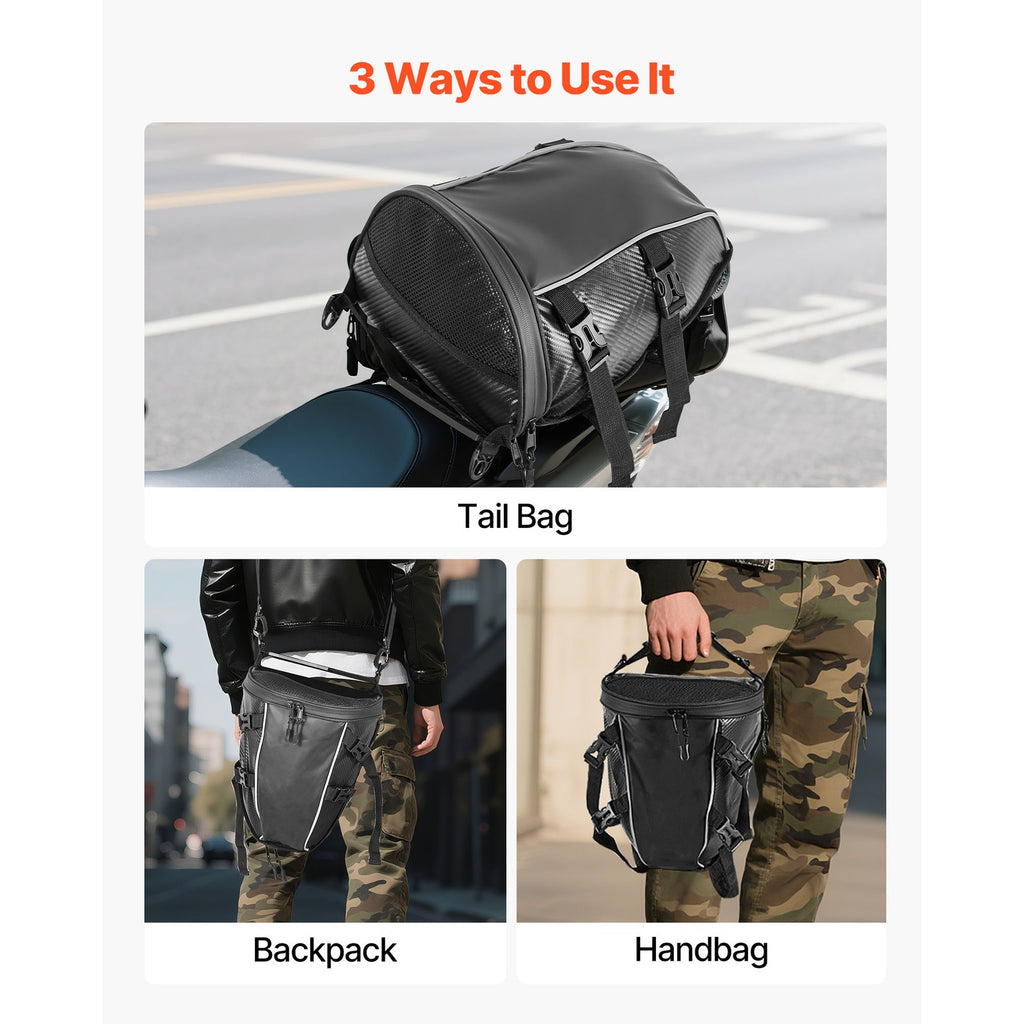 Uimoso Motorcycle Tail Bag Rear Seat Luggage Storage Backpack 10L