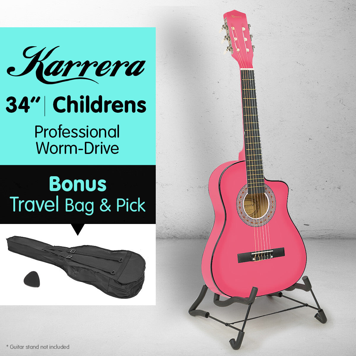 1/2 Size Pink Kids Acoustic Guitar for Early Music Learning