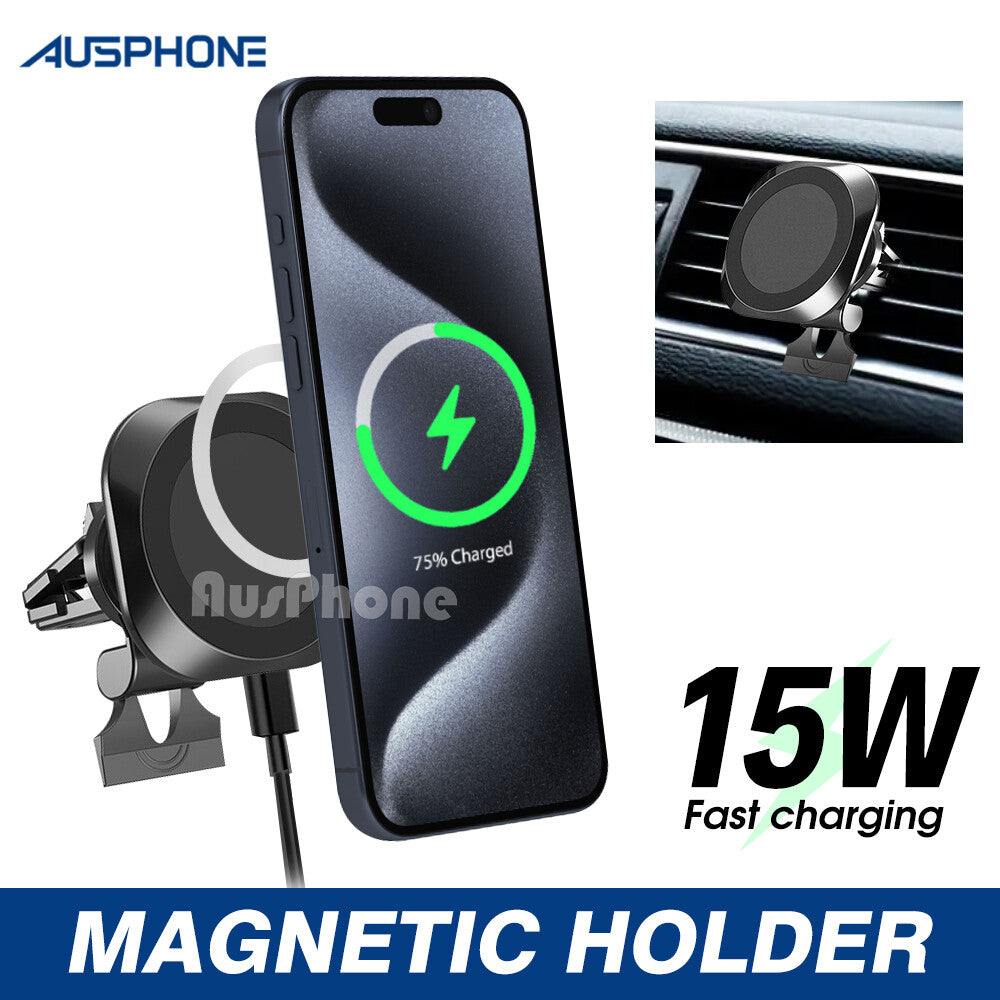 15W Magnetic Car Phone Holder Wireless Charger for MagSafe iPhone