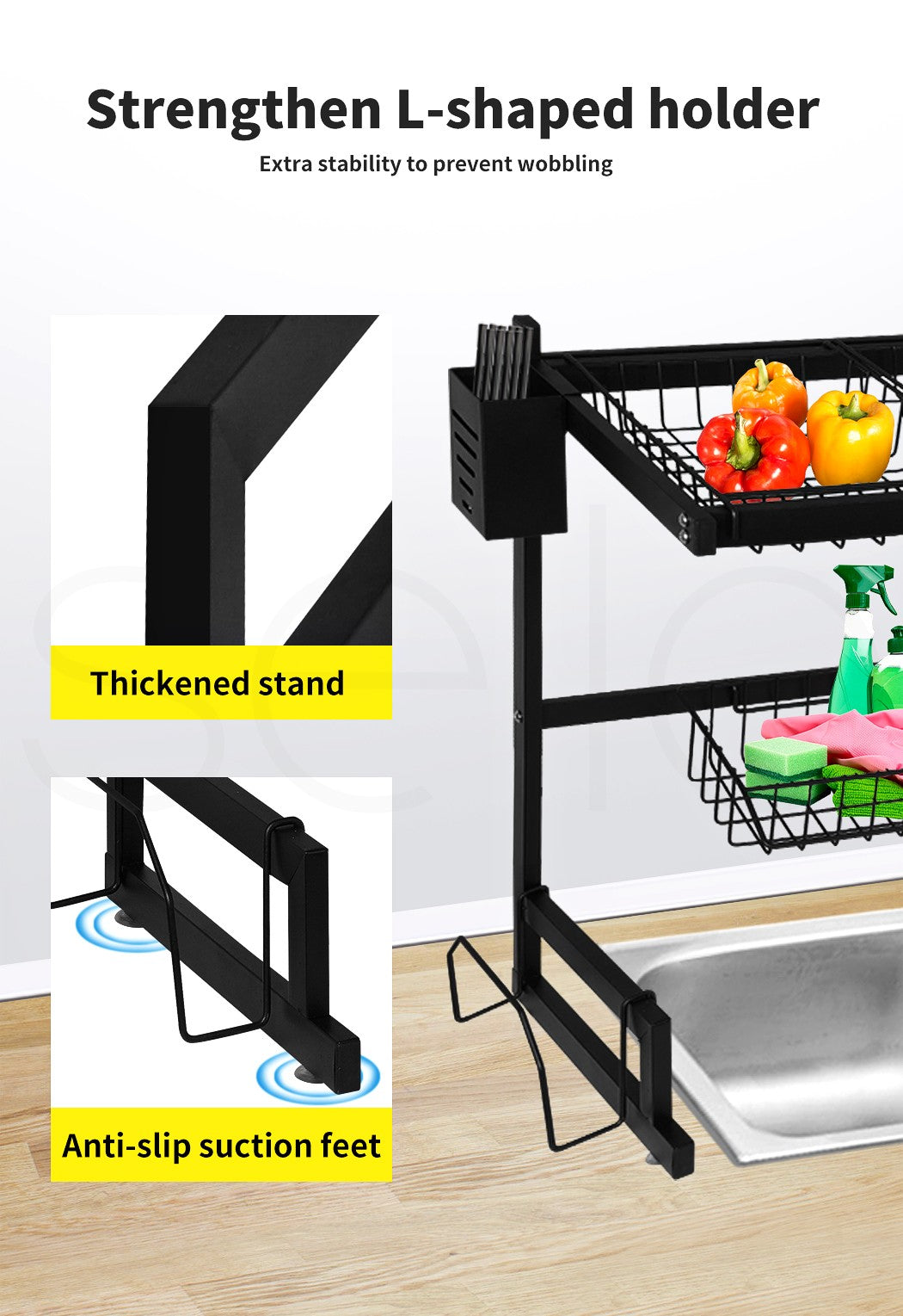 Toque Dish Drying Rack – Stainless Steel Over-Sink Cup & Cutlery Organizer