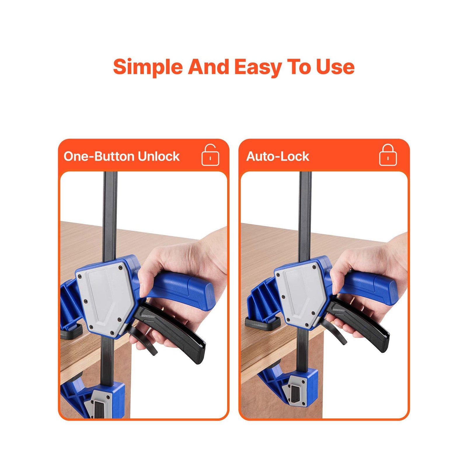 Uimoso Bar Clamps for Woodworking 2Pack 60.96cm One-Handed Clamp/Spreader 154 kg