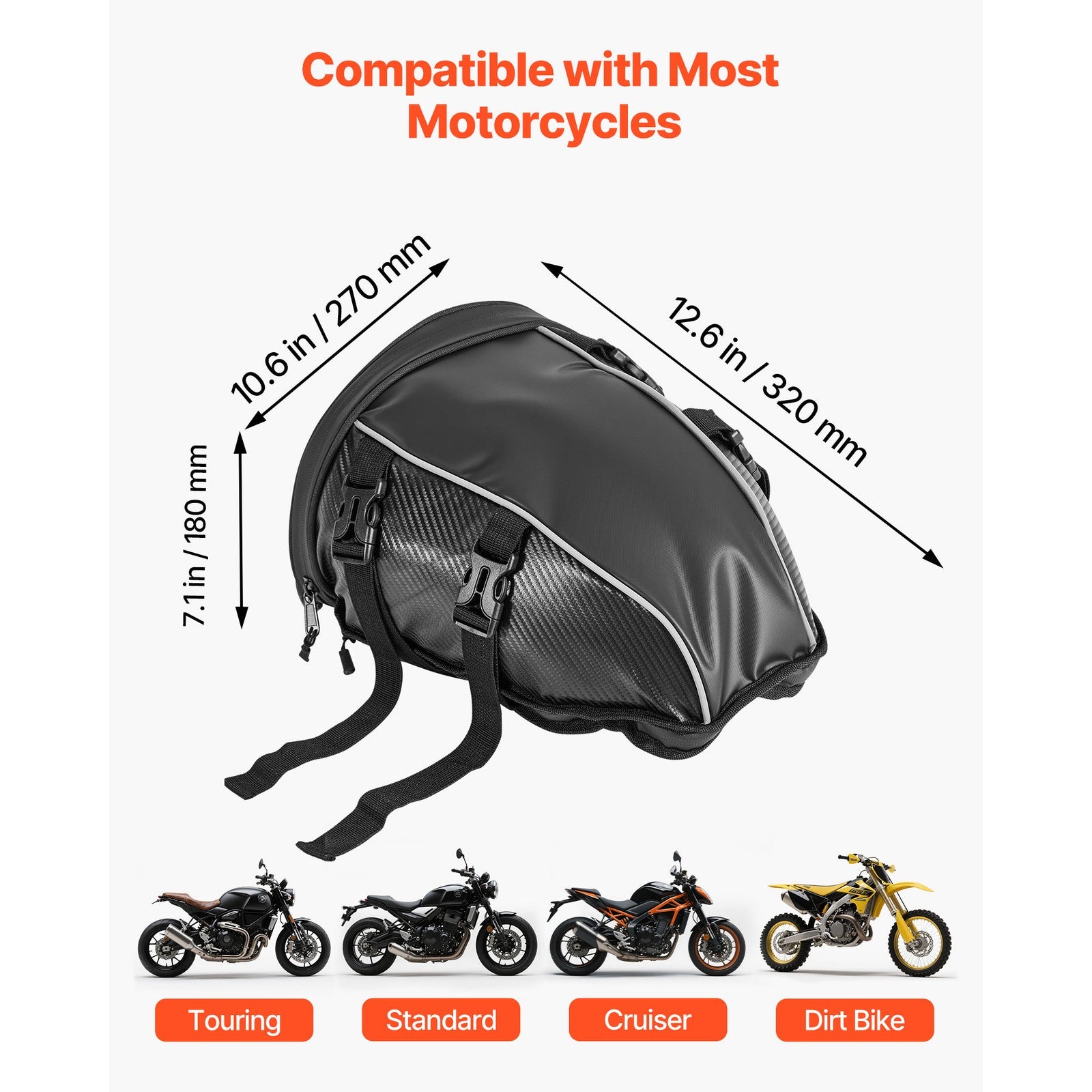 Uimoso Motorcycle Tail Bag Rear Seat Luggage Storage Backpack 10L