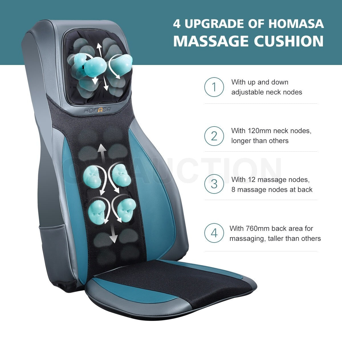 Shiatsu Massage Cushion – 12 Nodes Full Body, Neck & Back for Car/Chair