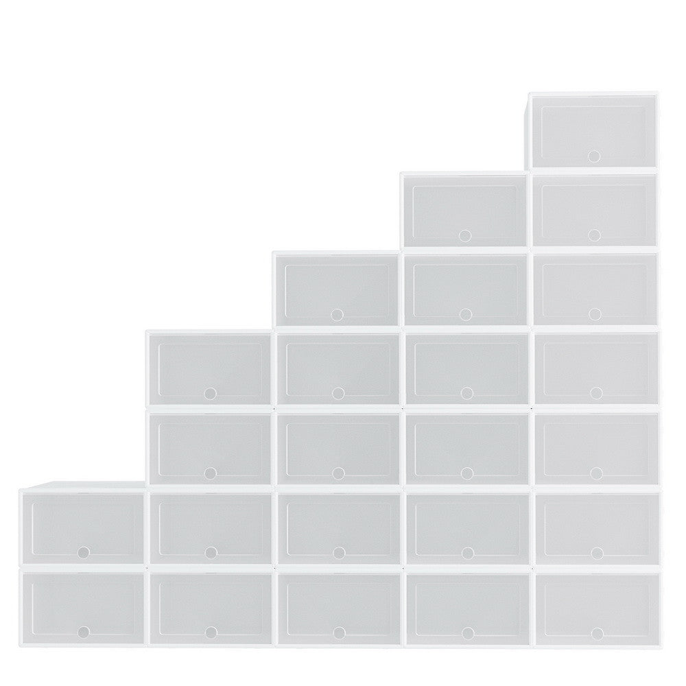 24 Stackable Plastic Shoe Rack Storage Cabinet White