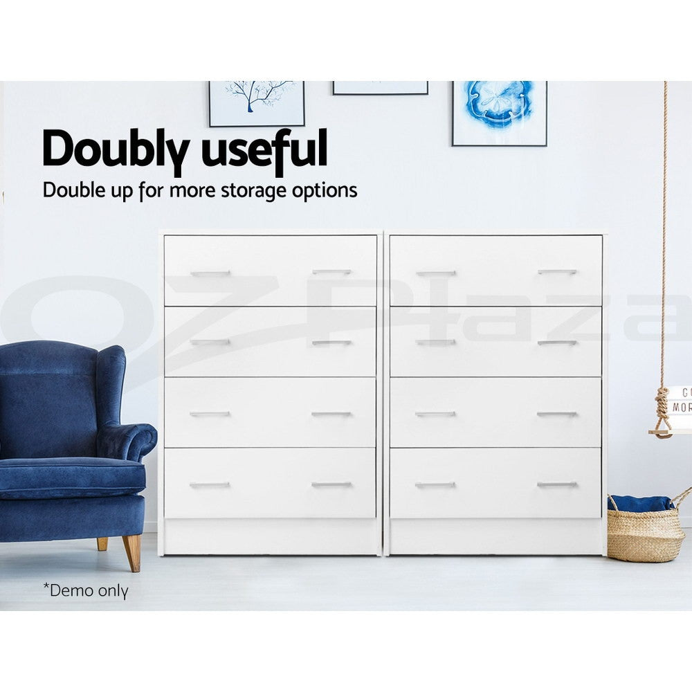 4 Drawer Chest Tallboy Storage Cabinet White