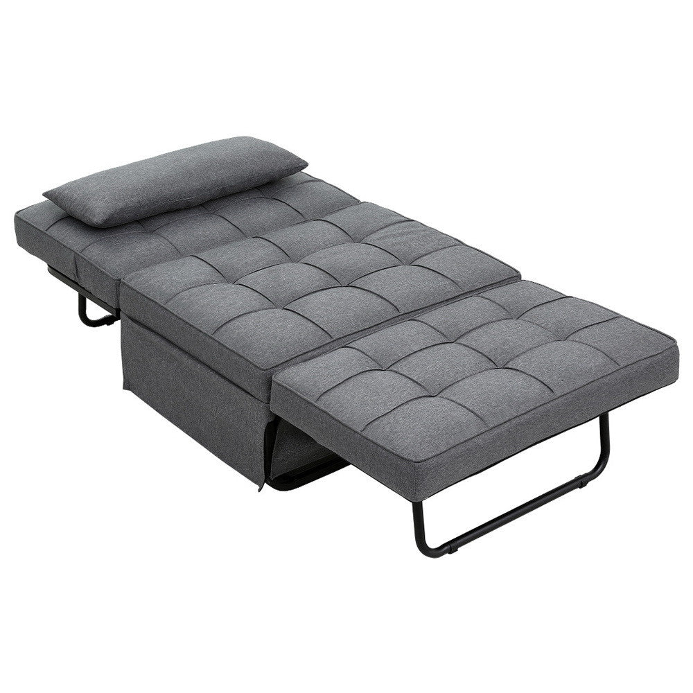 Sofa Bed Lounge Convertible Ottoman Recliner Linen Grey