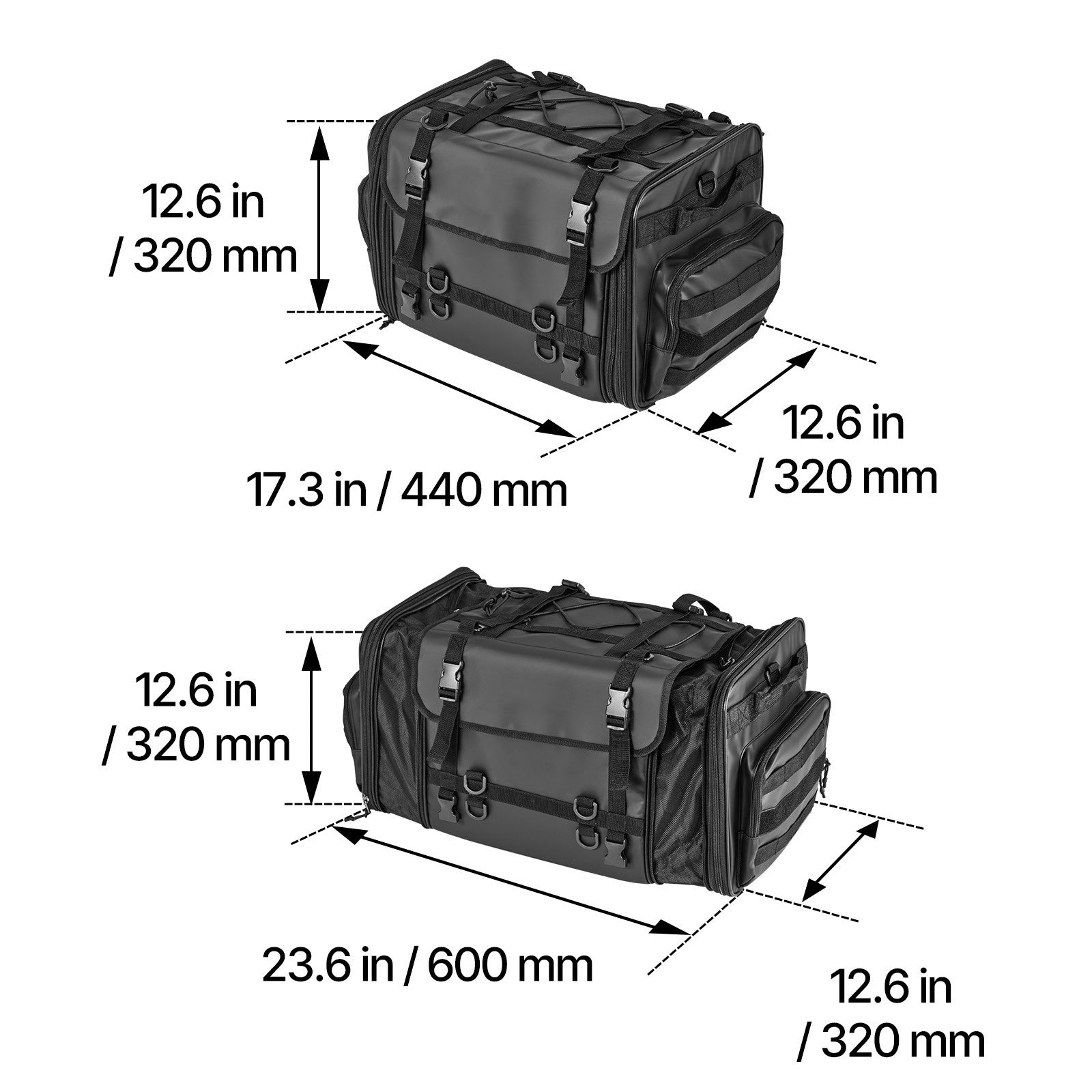 Uimoso Expandable Motorcycle Tail Bag with 40-60L Storage and Shoulder Strap