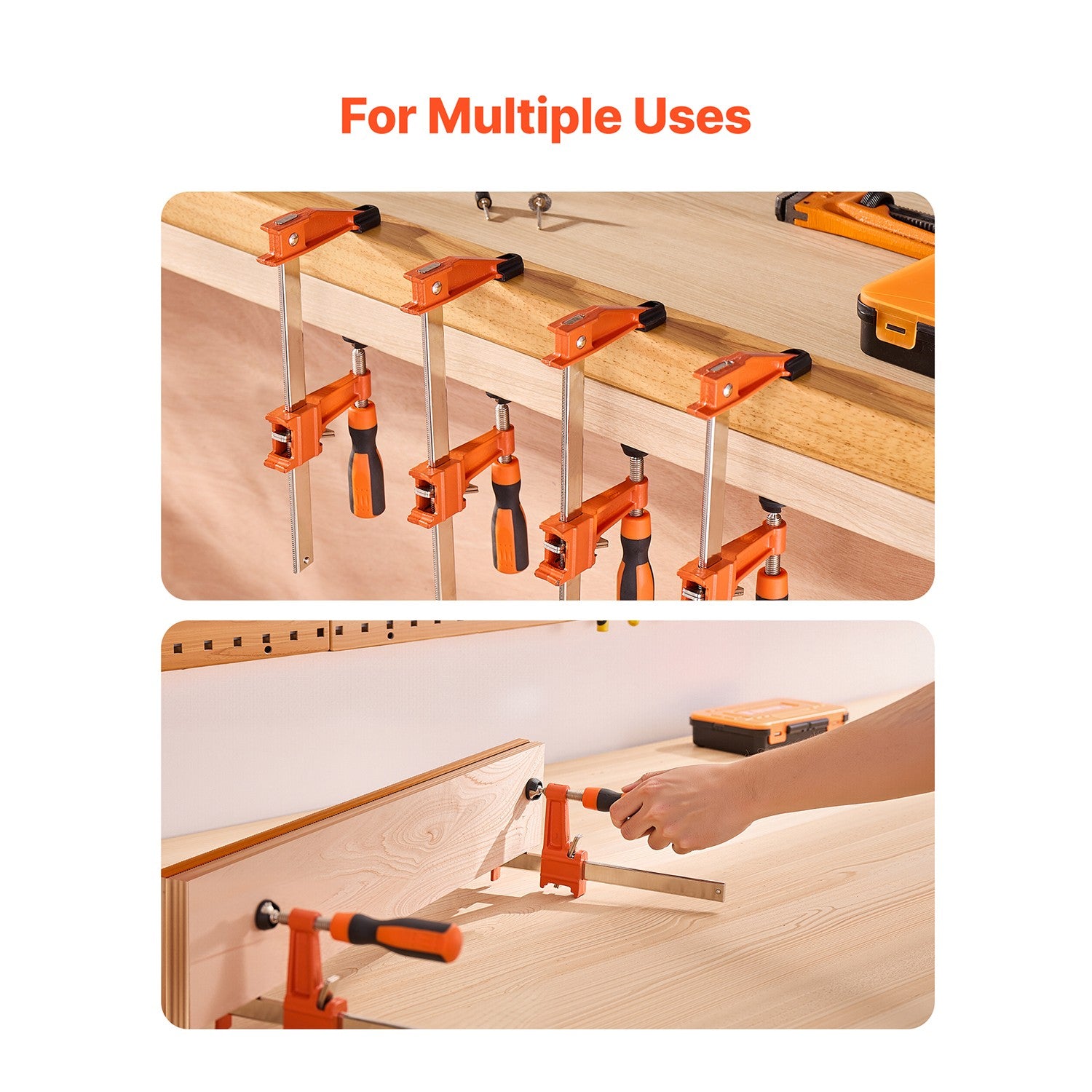 Uimoso Woodworking Bar Clamps 2-Pack 15.24cm & 30.48cm Lockable F Clamp Set