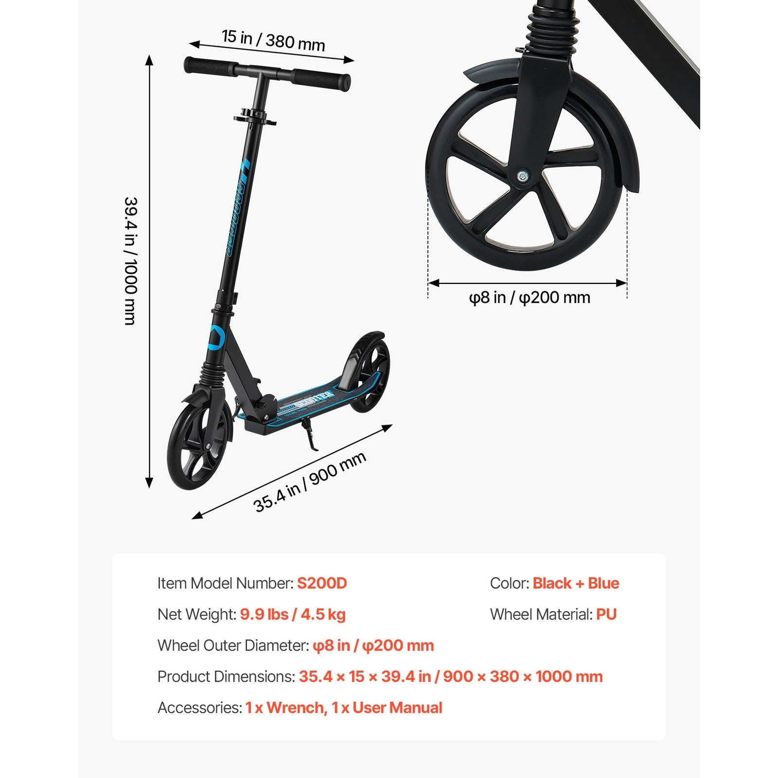 Uimoso Foldable Kick Scooter for Kids, Teens, and Adults, 99.8 kg Capacity