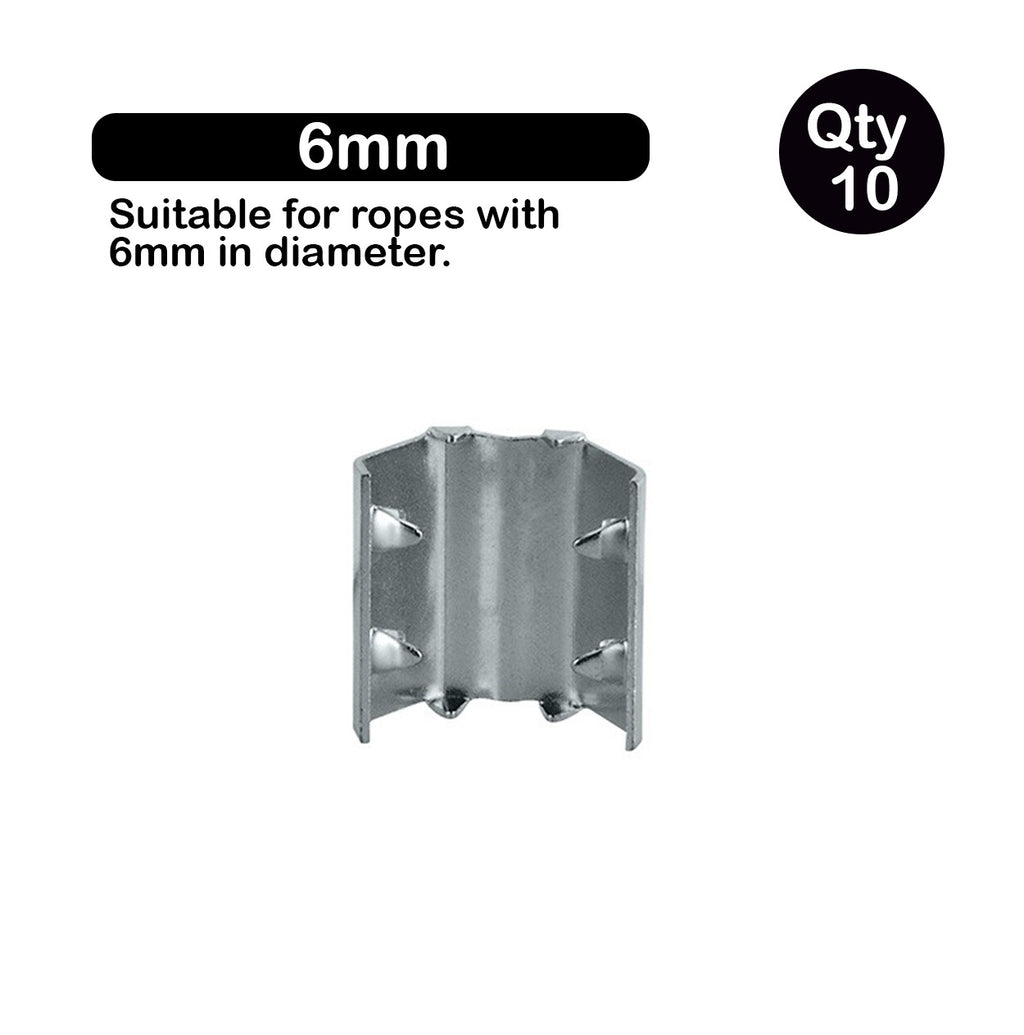 10x Rope Splice Clip Zinc Plated Camping Loop End Fitting 6 8 10 mm