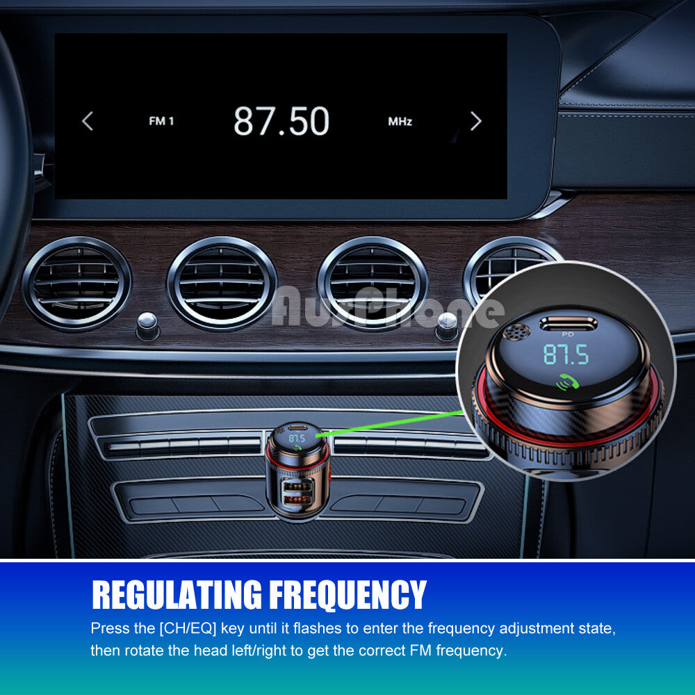 Bluetooth 5.0 FM Transmitter Car MP3 Dual USB Charger