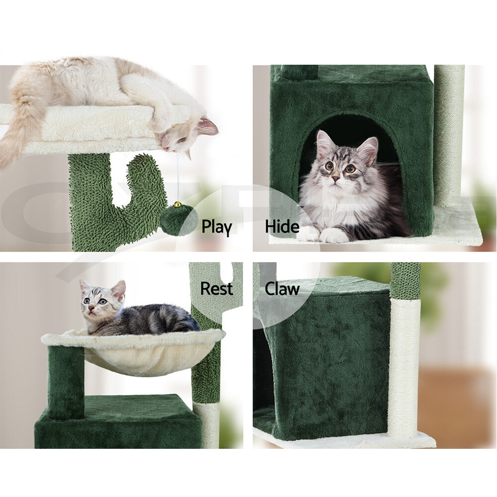 78cm Wooden Cat Tree Scratching Post Condo House Green