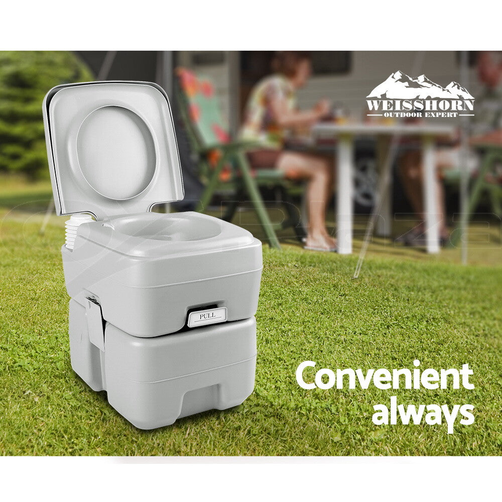 Weisshorn 20L Portable Camping Toilet Flush Outdoor Potty Caravan Travel Boating