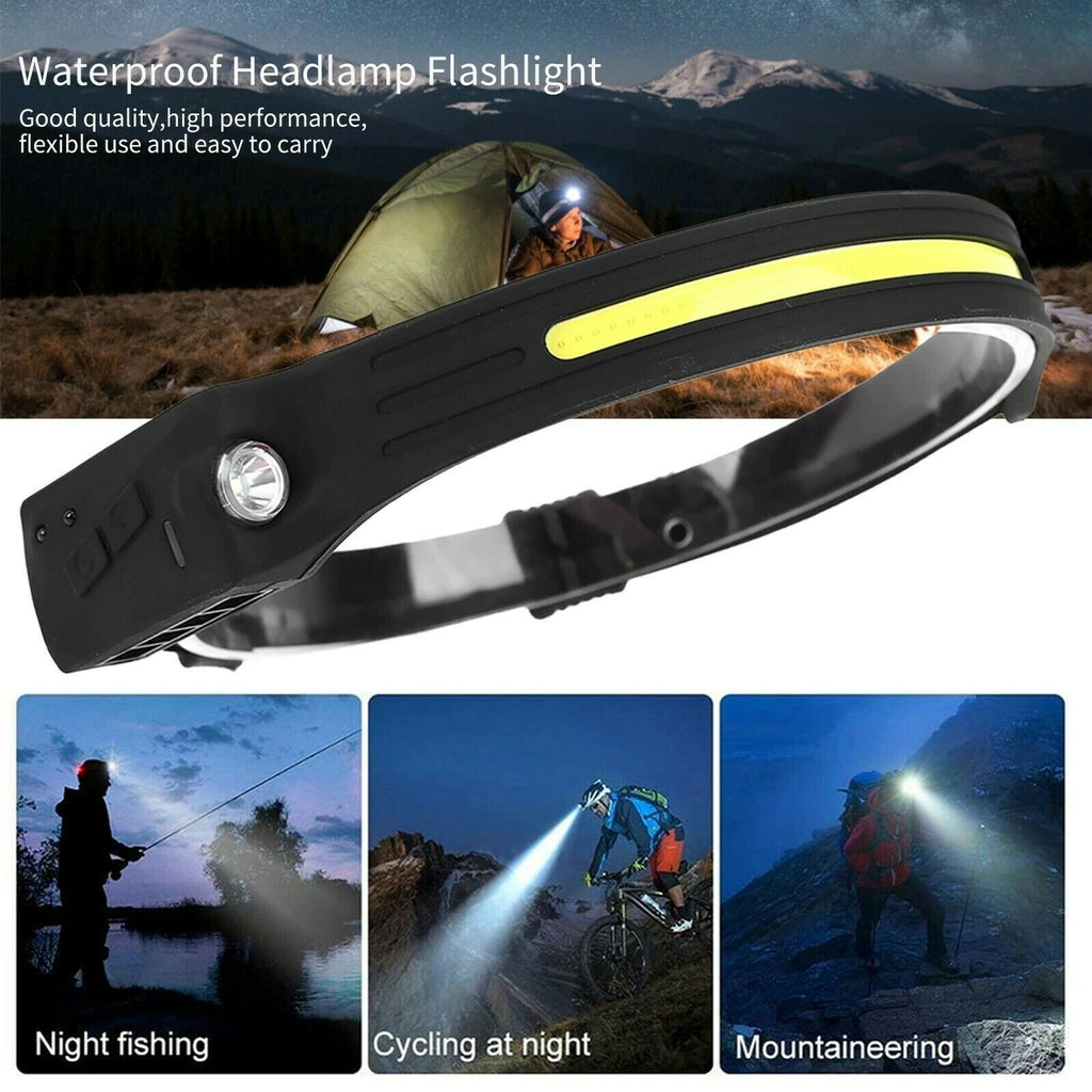 Waterproof COB LED Headlight – Motion Sensor for Running, Fishing & Travel
