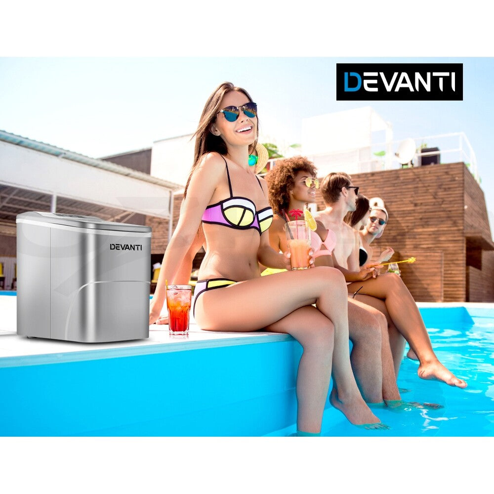 Portable Ice Maker Ice Cube Machine 2L Countertop Silver