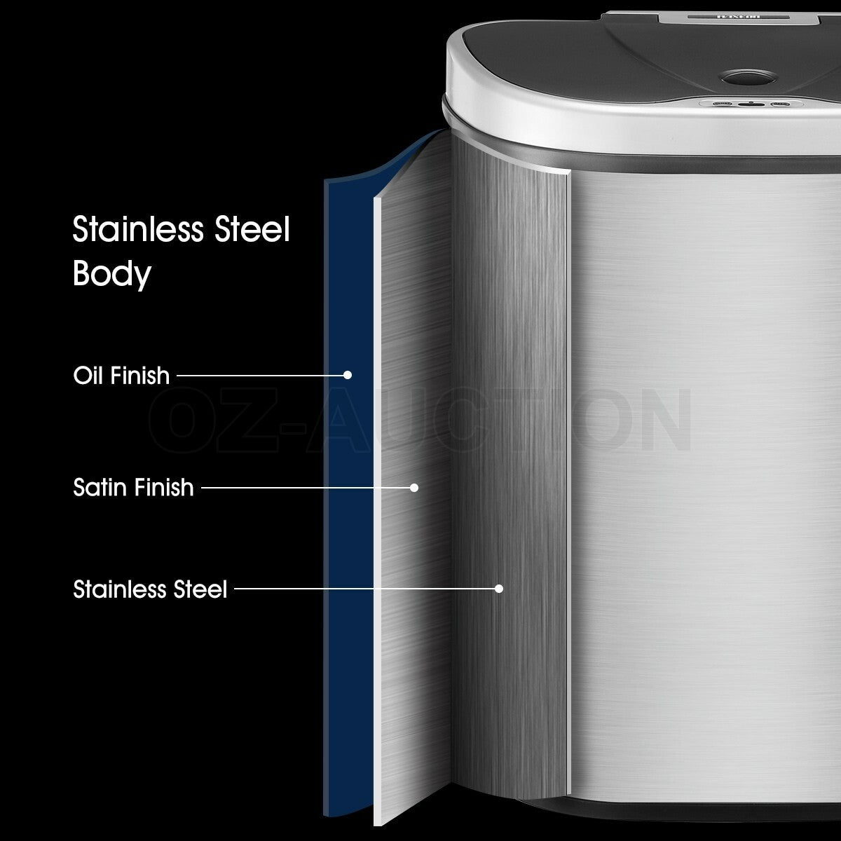 Maxkon 70L Motion Sensor Rubbish Bin Stainless Steel Kitchen