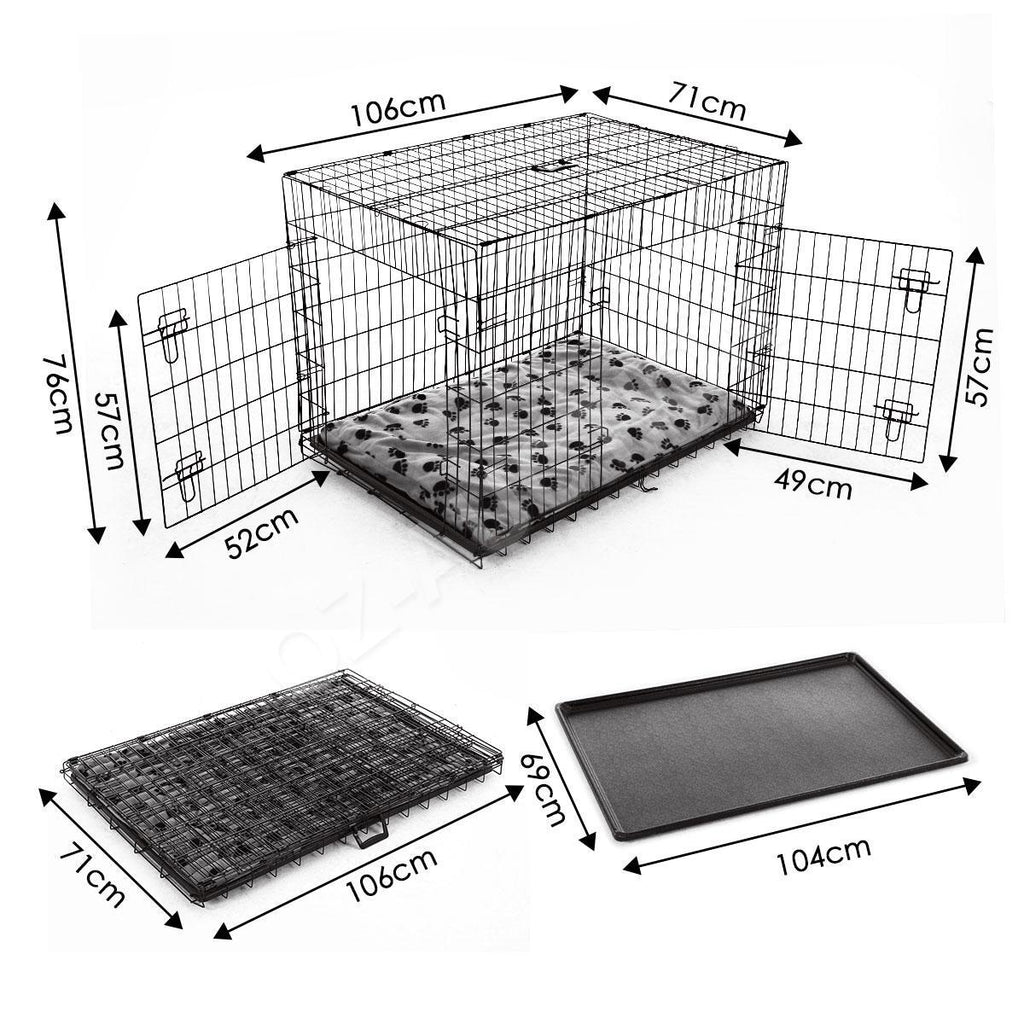 42" Portable Collapsible Metal Dog Cage Crate Kennel with Divider