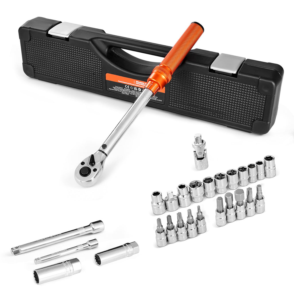 Uimoso 3/8 Inch Drive Torque Wrench Set, 5-60 N.m / 3.7-44.3 lbf.ft, 72-Tooth