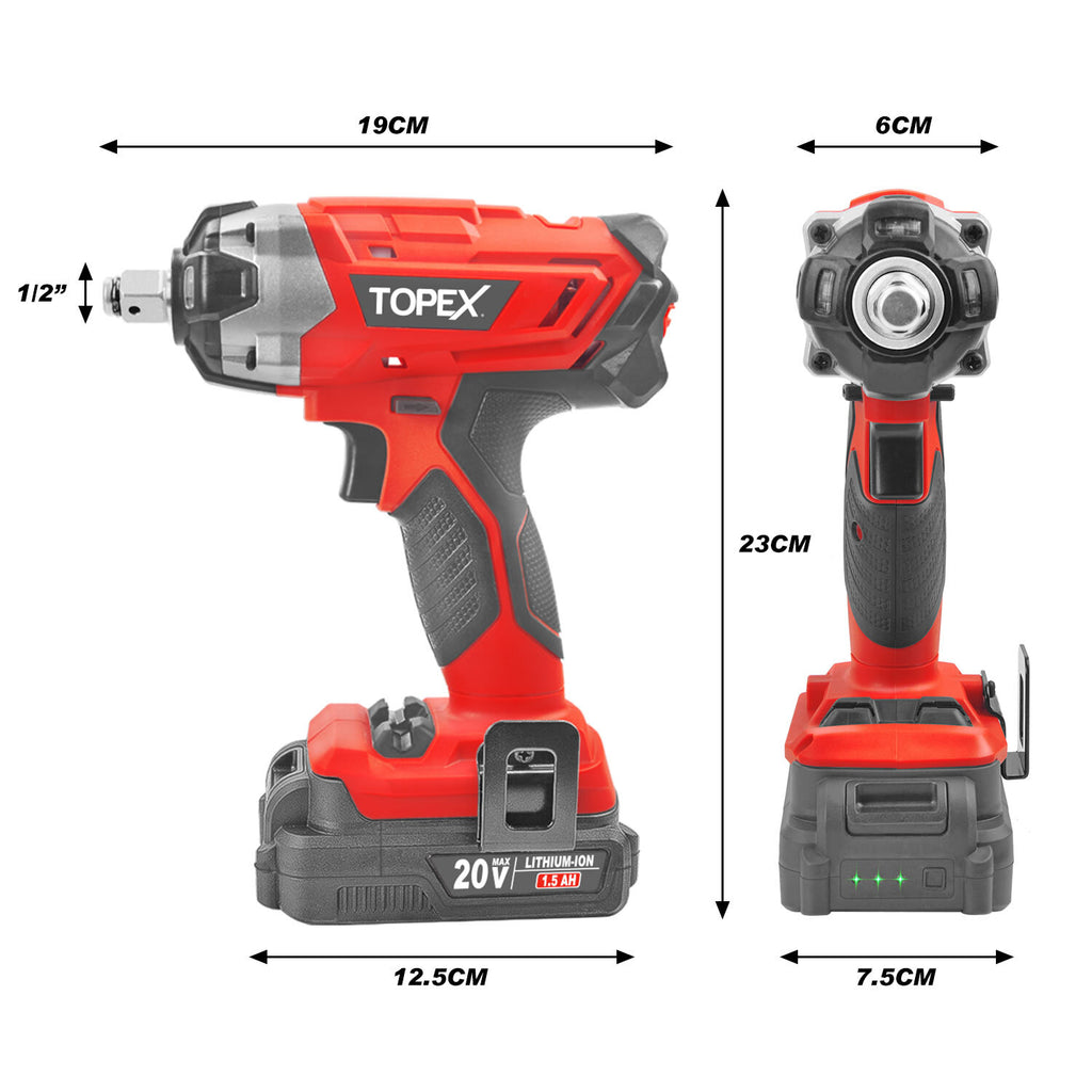 2-in-1 20V Cordless Impact Wrench – Driver with 1/2" Sockets & Battery