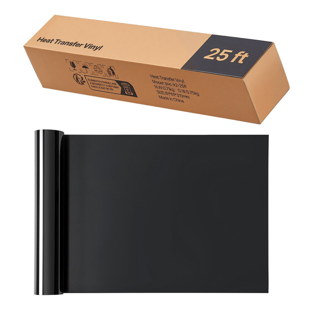 Uimoso Heat Transfer Vinyl Roll 304.8 x 7260mm Glossy Black for Iron-On Designs