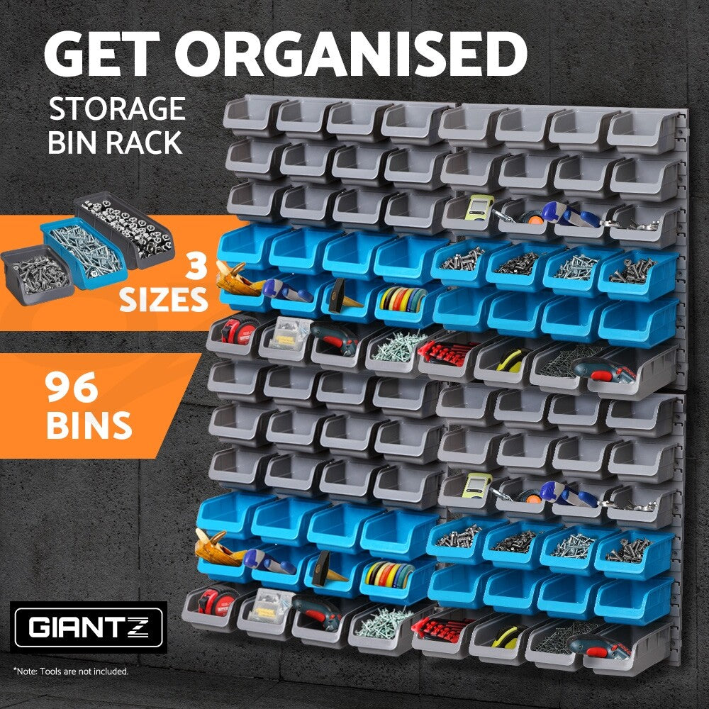 96 Storage Bin Wall-Mounted Rack Tool Parts Organiser