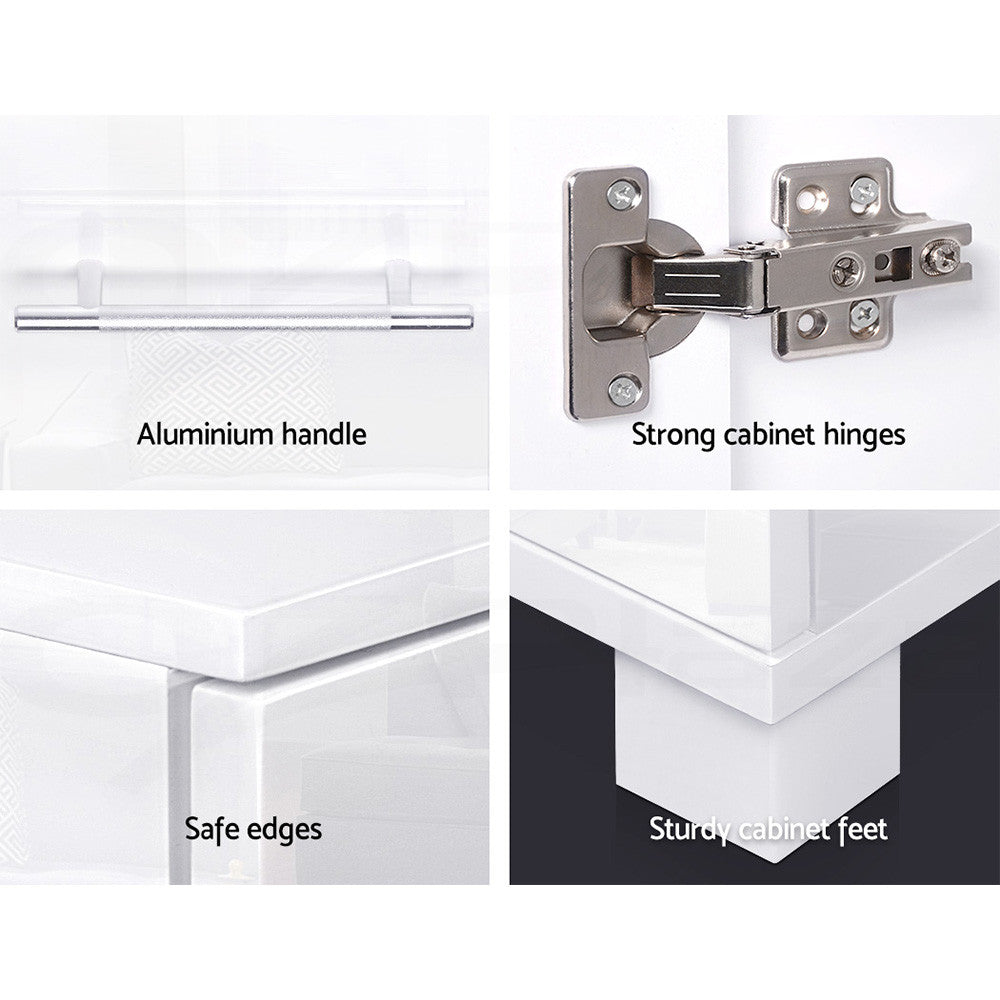 Buffet Sideboard Cabinet High Gloss Storage Drawers White