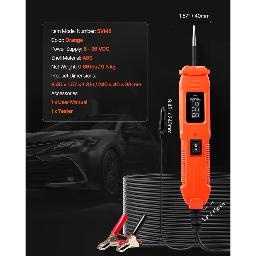 Uimoso Automotive Circuit Tester 6-36V DC Voltage Probe with LED Display
