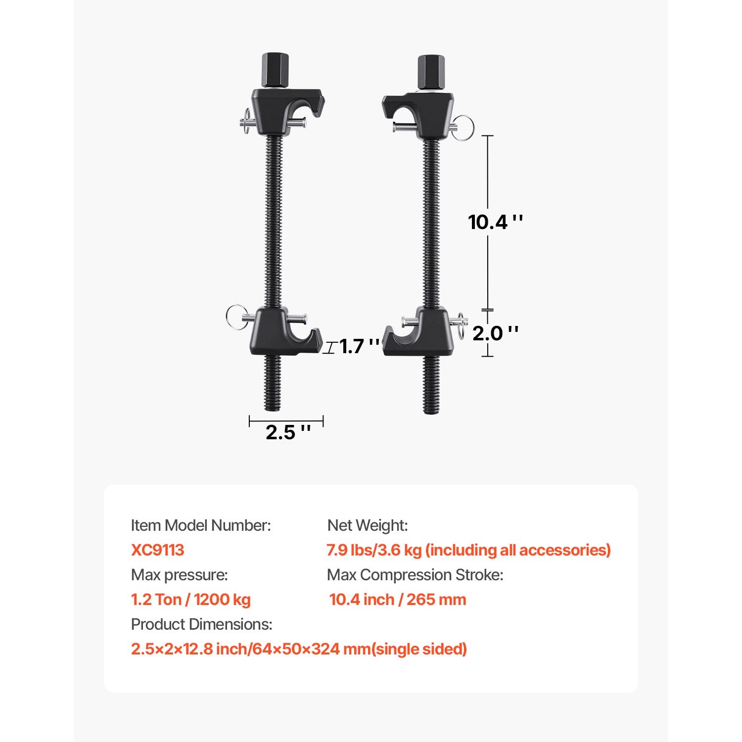 Uimoso Strut Coil Spring Compressor Set, 2-Piece, 10.4-Inch Compression Range