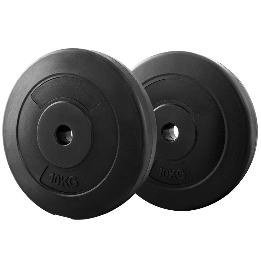 2x 10KG Barbell Weight Plates Standard Home Gym Fitness