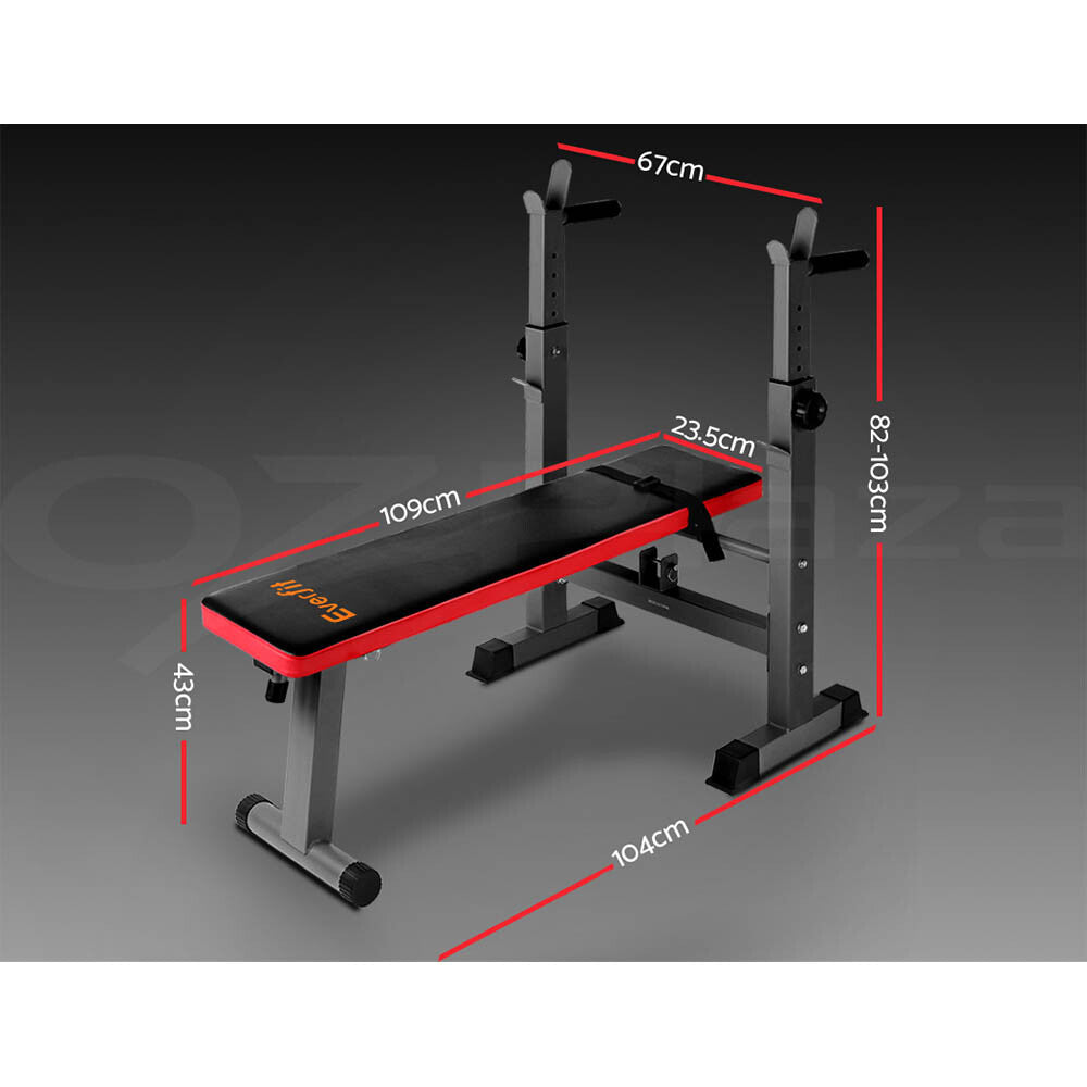 OVCN Adjustable Weight Bench Press Squat Rack Home Gym Equipment