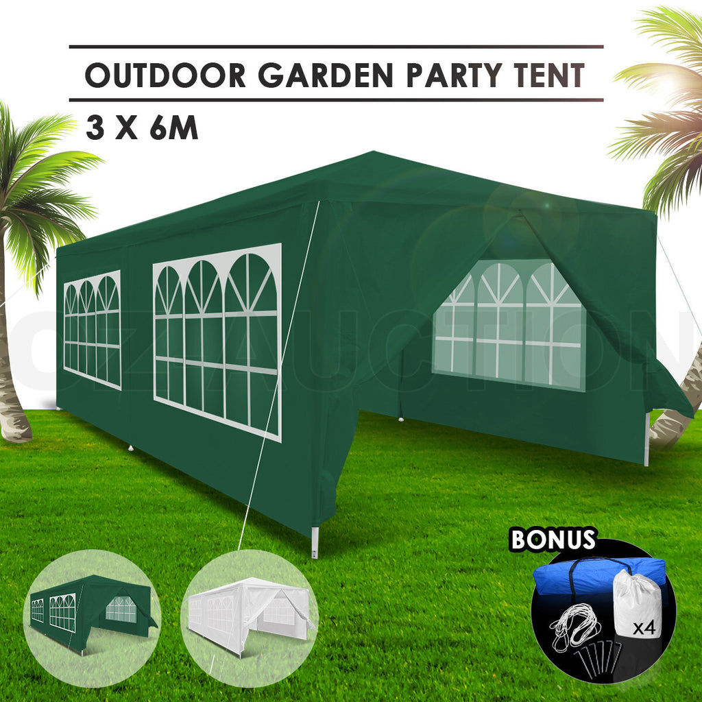 3x6m Folding Gazebo Party Tent Outdoor Wedding Waterproof Green