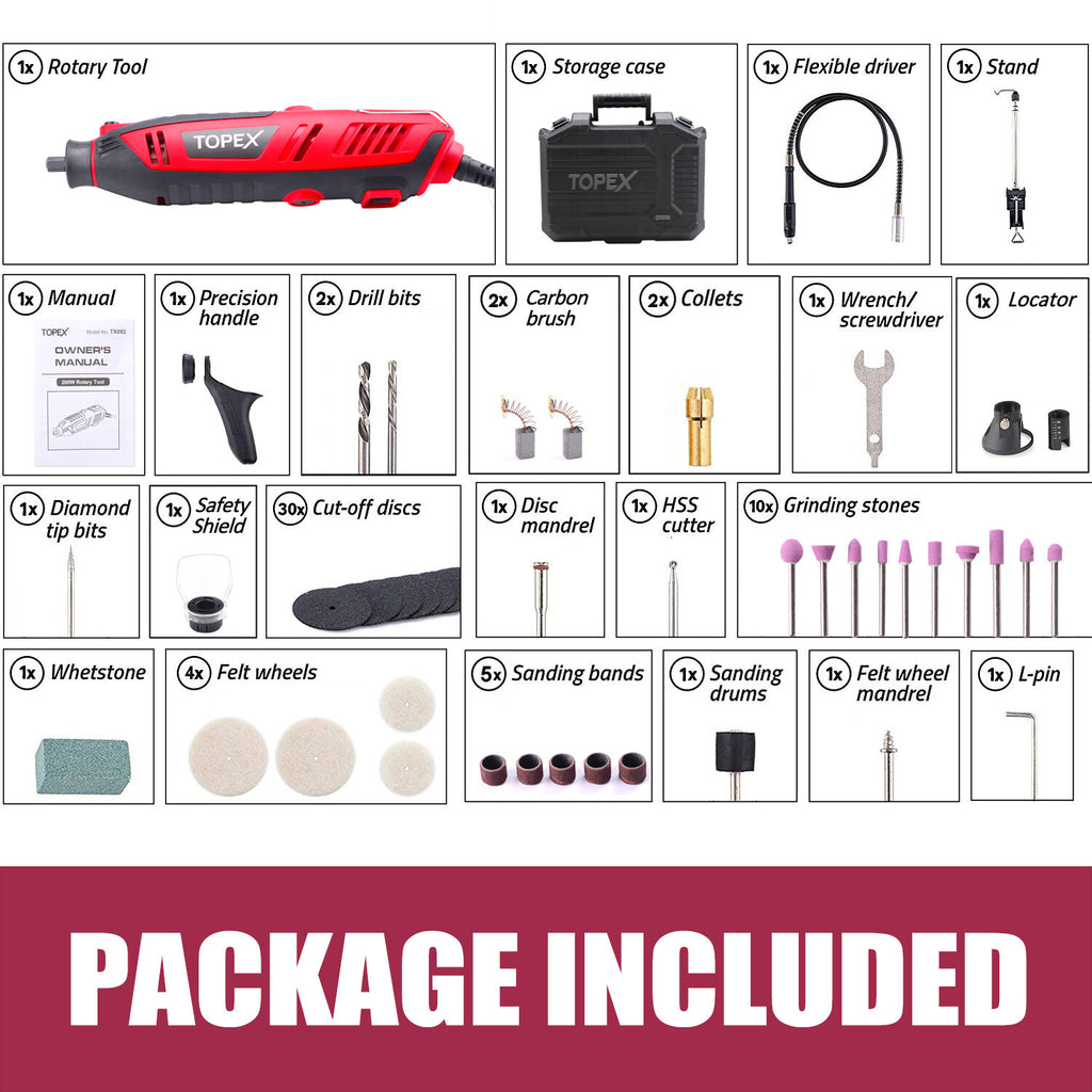 Rotary Tool Set 200W – Heavy Duty Grinder & Polisher with Flex Shaft