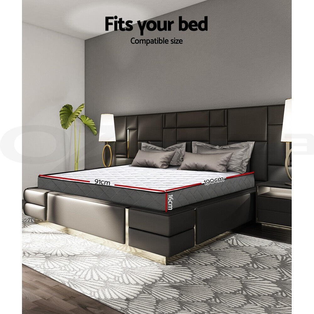 Bedding 16cm Tight Top Mattress Bonnell Spring Medium Firm Single