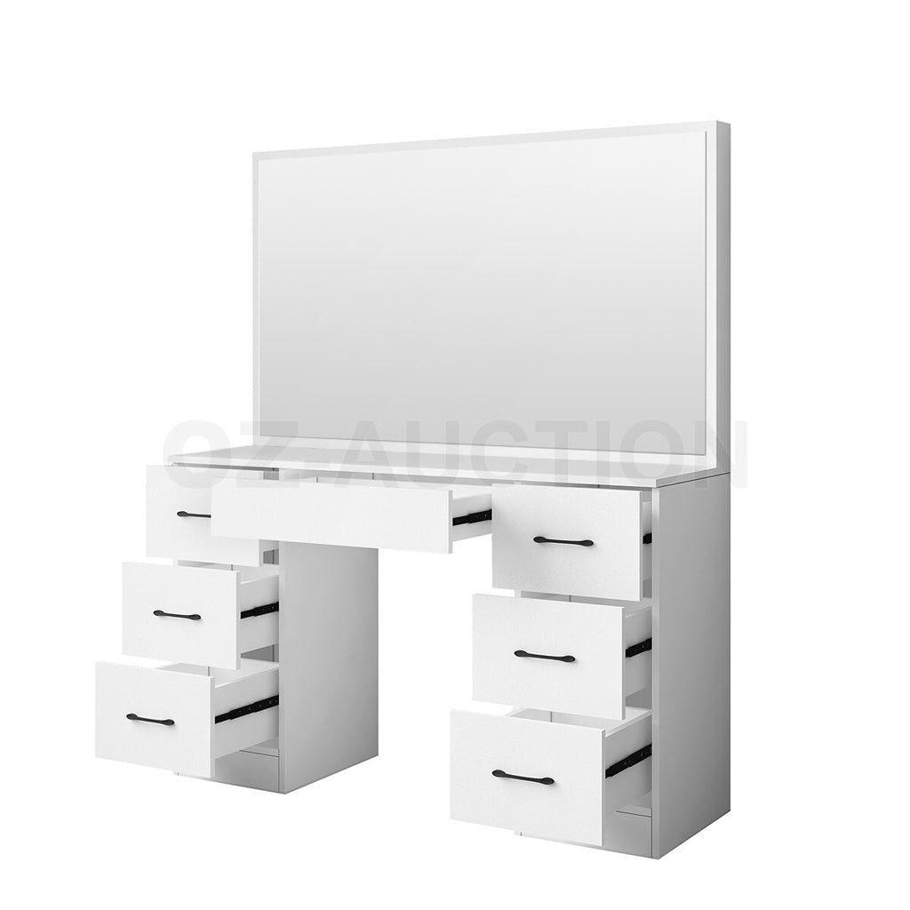 Large Dressing Table with Mirror – Modern Makeup Vanity, White