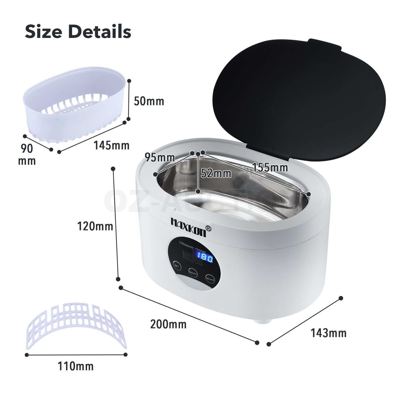 Maxkon 600ML Ultrasonic Cleaner – Jewellery & Silver Degassing Tank