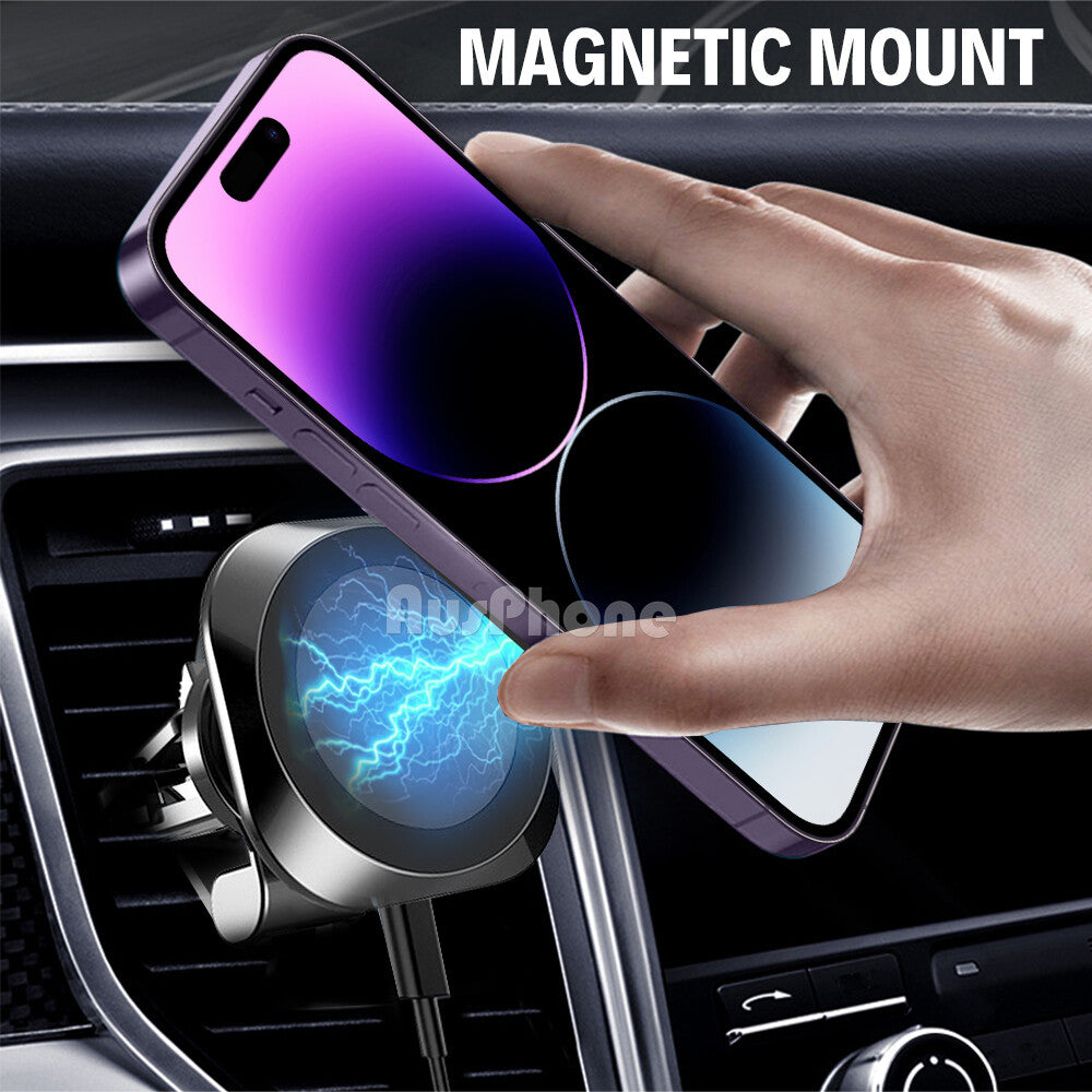 15W Magnetic Car Phone Holder Wireless Charger for MagSafe iPhone