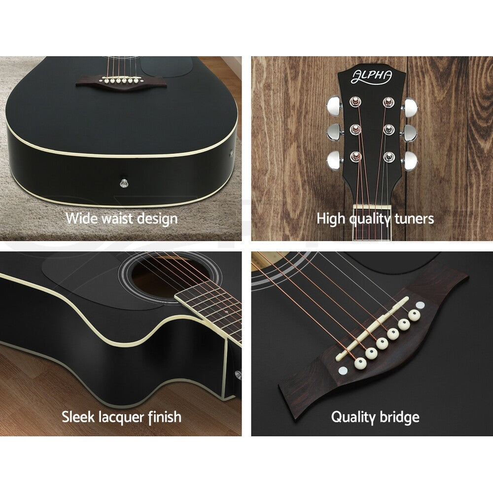 Alpha 41” Electric Acoustic Classical Guitar Full Size EQ Black