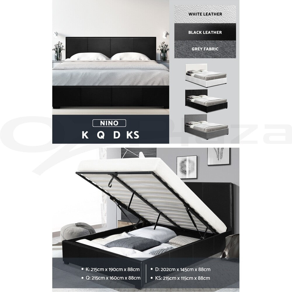 Bed Frame Queen Double King Single Gas Lift Storage Wood Fabric