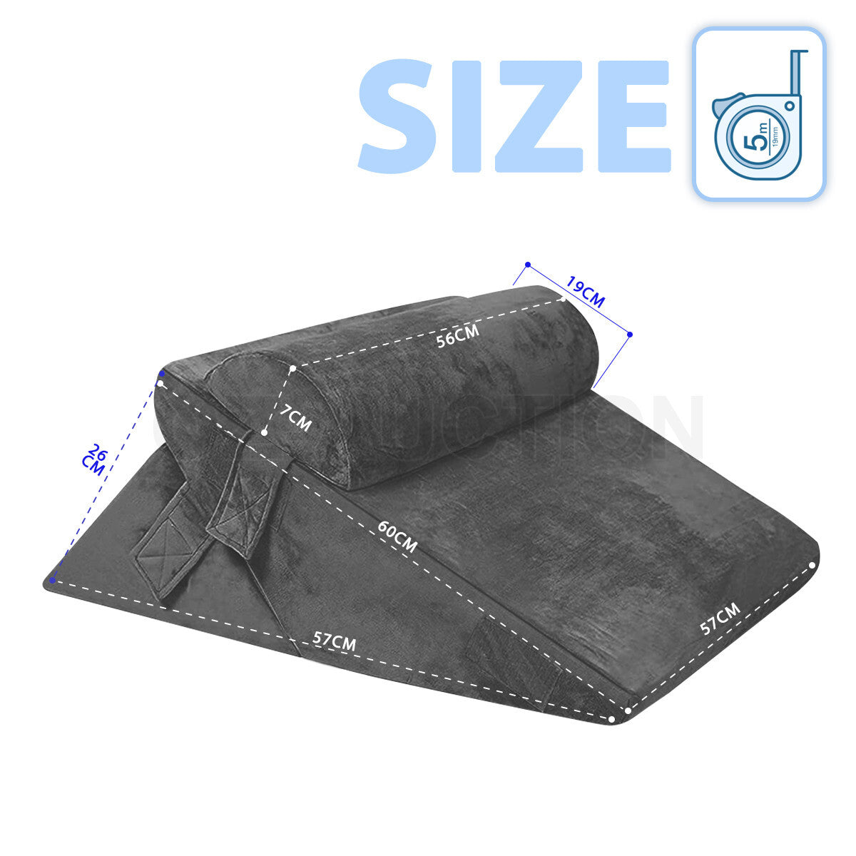 3PCS Wedge Pillow Set – Memory Foam Bed, Neck & Leg Support, Grey