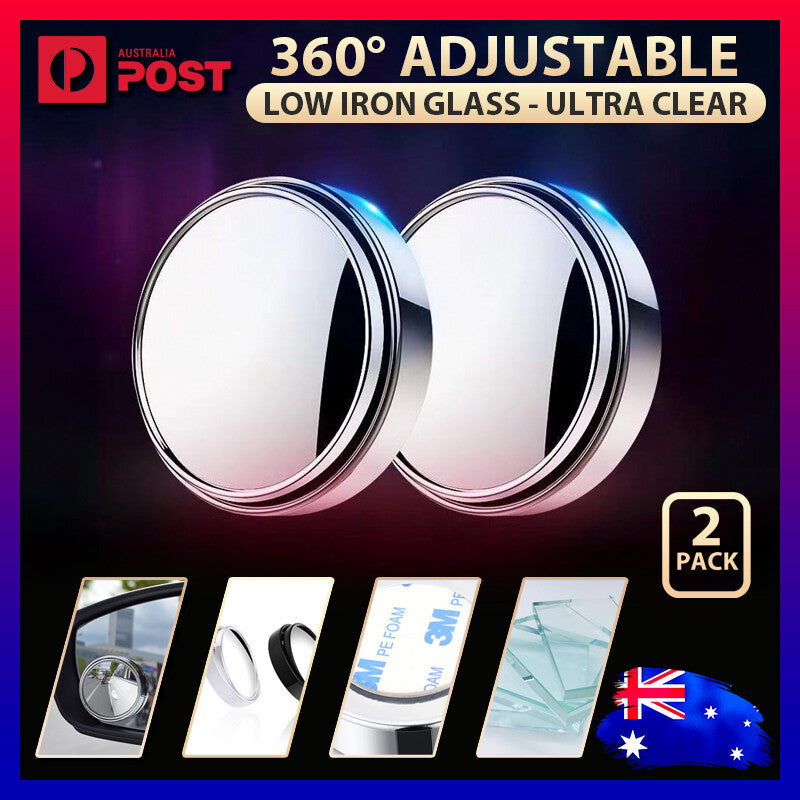 2x Blind Spot Mirror 360° Adjustable Wide Angle Car Mirrors