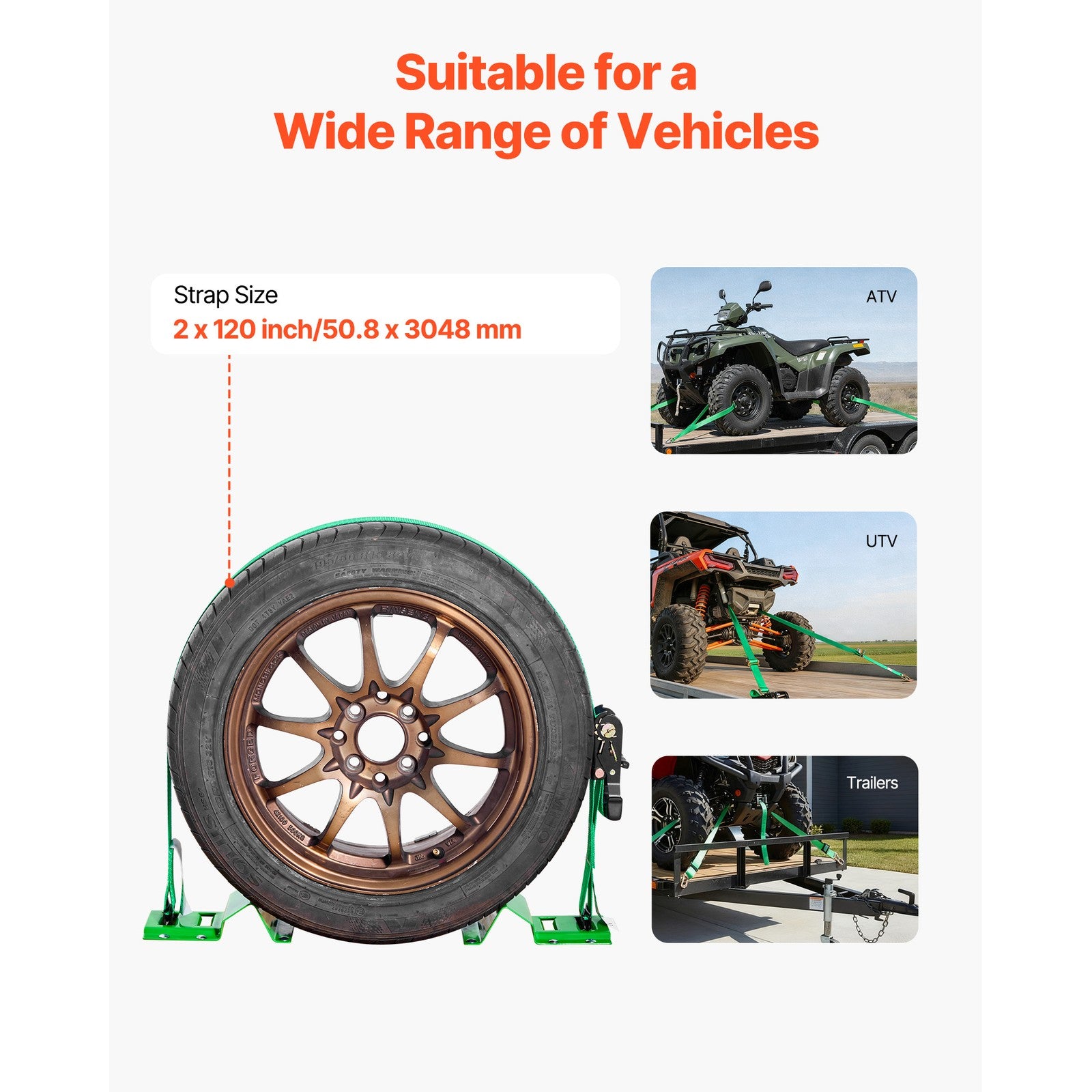Uimoso Wheel Chock Tie-Down Kit with Buckle, 1986.73 kg Strength, 662 kg Load
