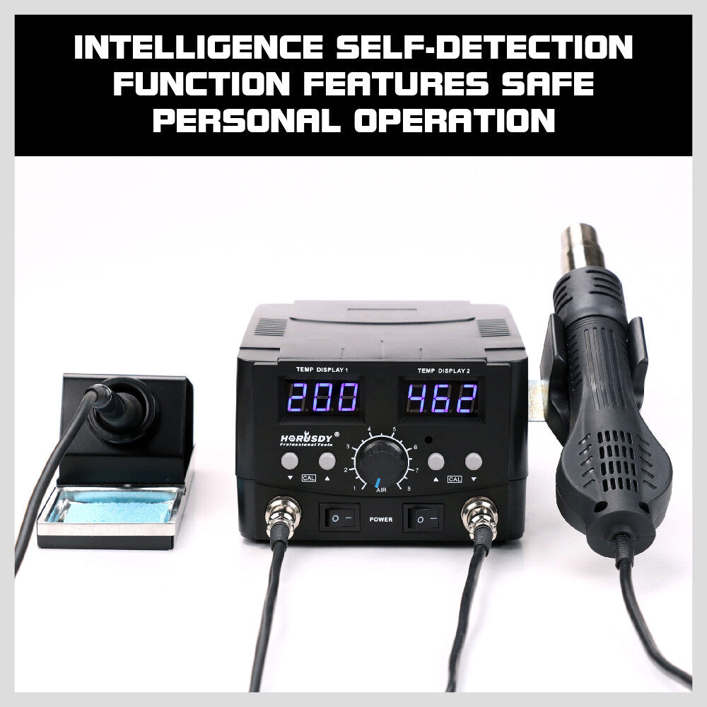 2-in-1 Soldering Station – Hot Air Gun & SMD Rework Iron