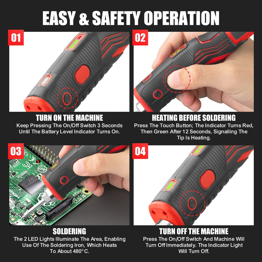 4V Cordless Soldering Iron – 8W Rechargeable with Lithium Battery