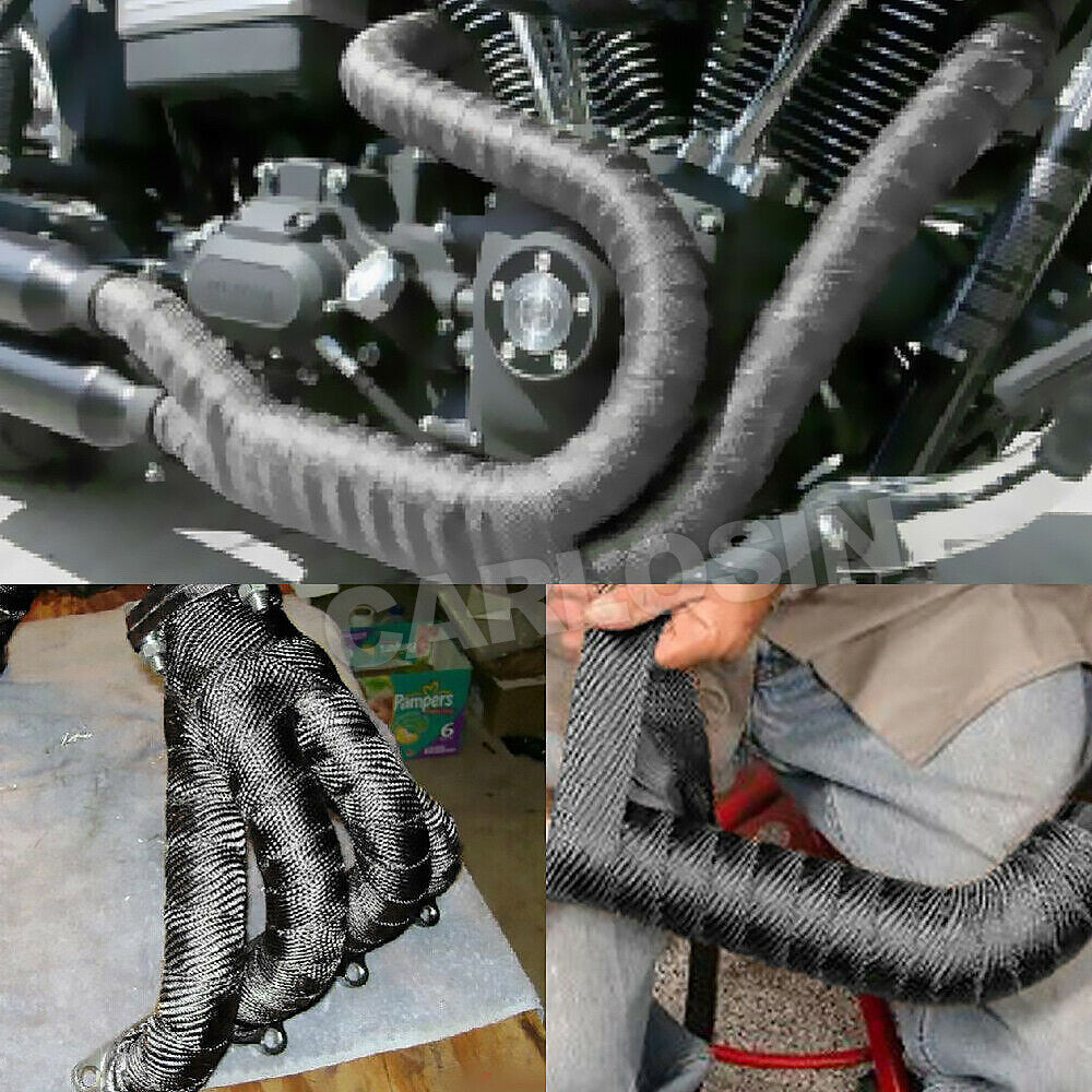 Exhaust Wrap Heat Resistant Black 15M x 50mm 2000°F with Steel Ties