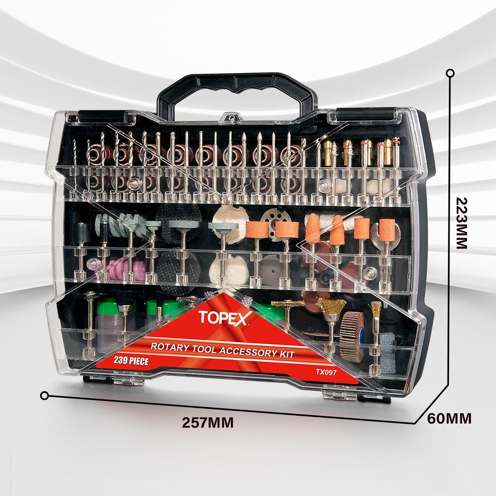 239pc Rotary Tool Kit – Grinding, Polishing & Craft Bits